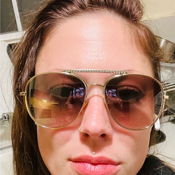 MIU MIU AUTHENTIC GOLD AND DIAMOND AVIATORS FOR WOMEN SUNGLASSES - Picture 2 of 13